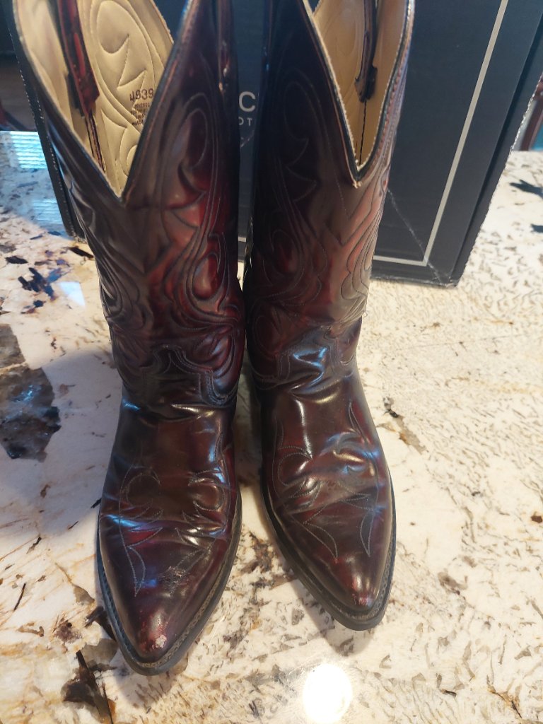 Vintage Acme Men's 4939 Burgundy Leather Pull On Western Boots Sz 9 1/2d
